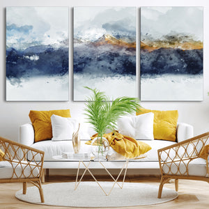 Abstract Mountain Range Art Canvas Print | 3 Panel