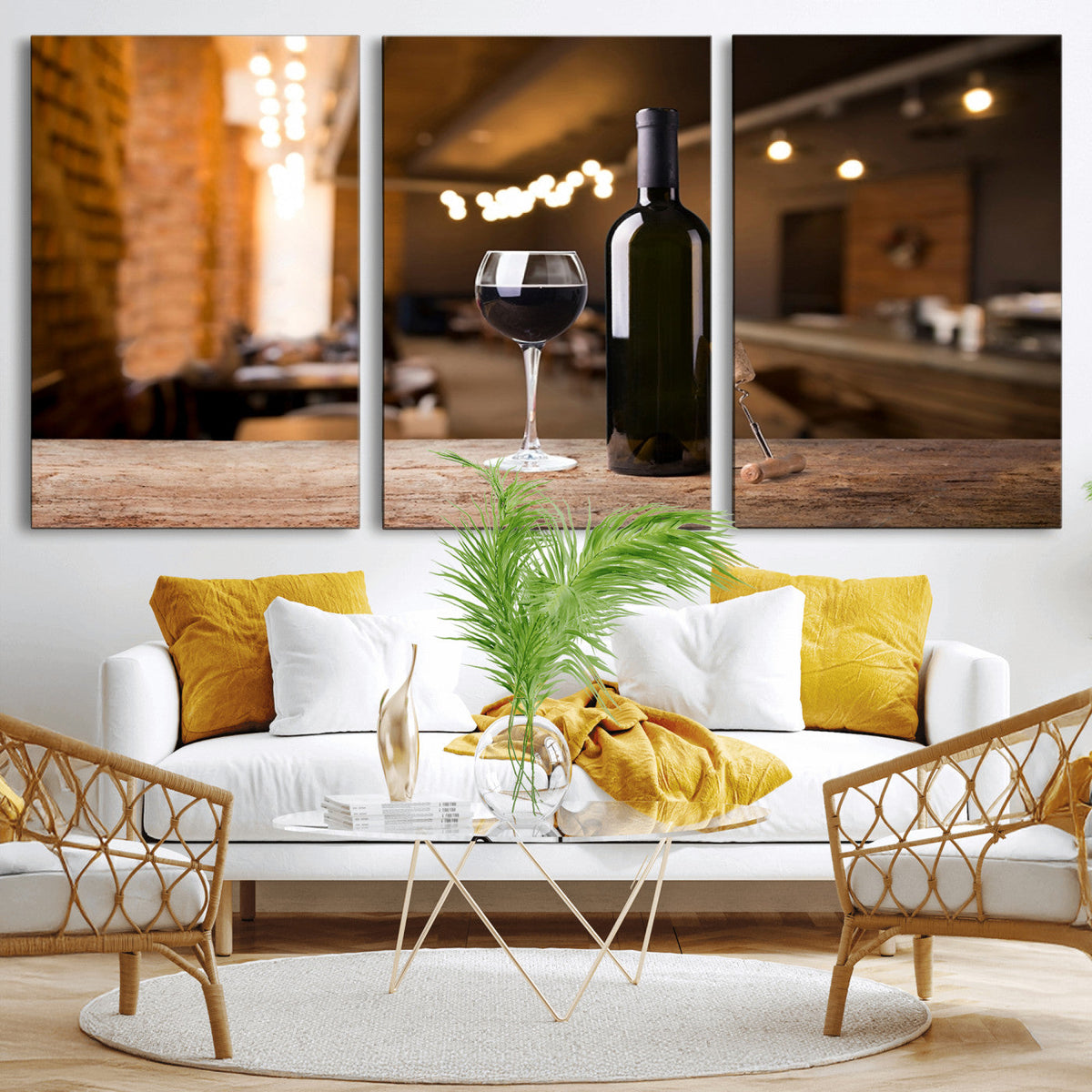 Wine and Bottle Wall Art Canvas Print