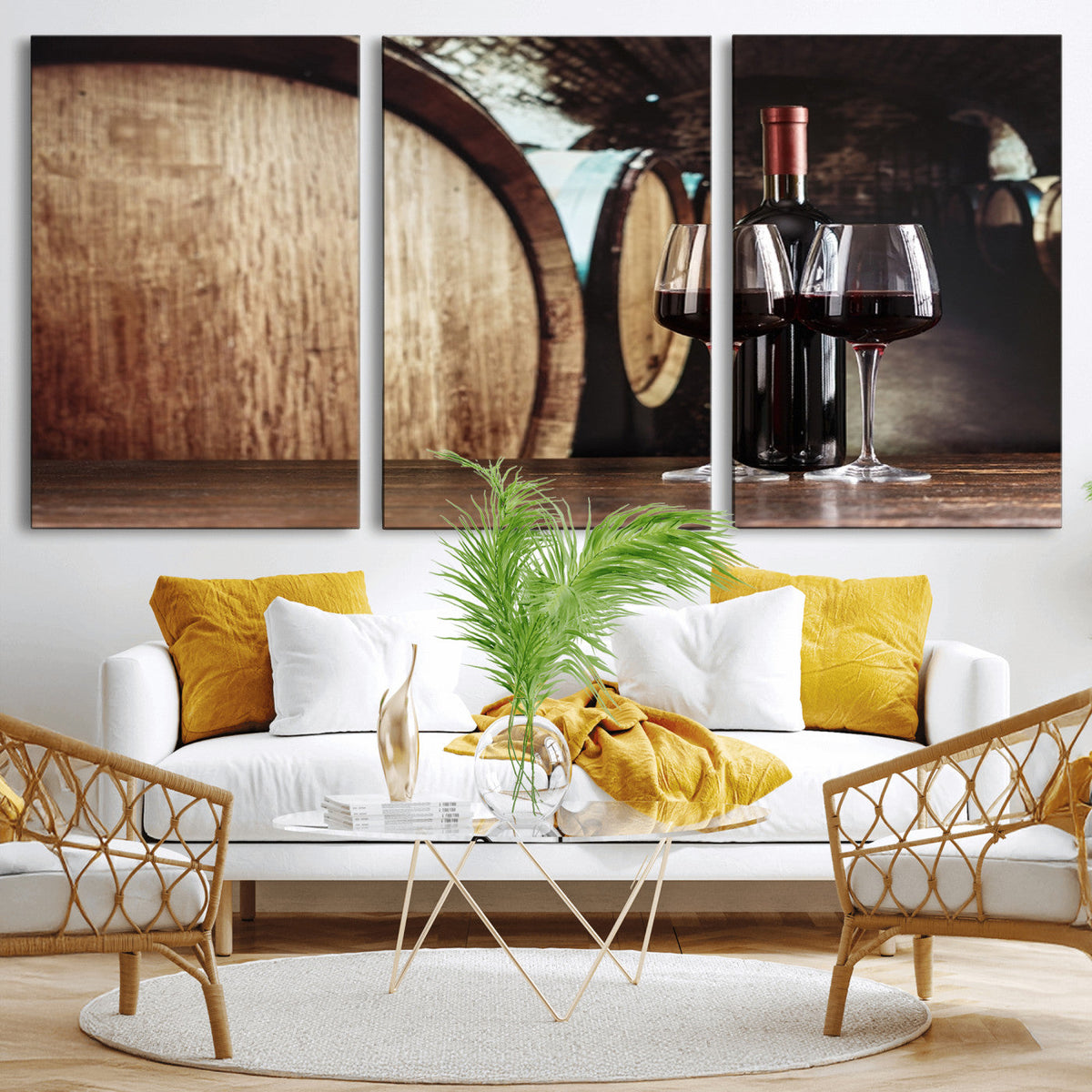 Wine and Barrel Wall Art Canvas Print