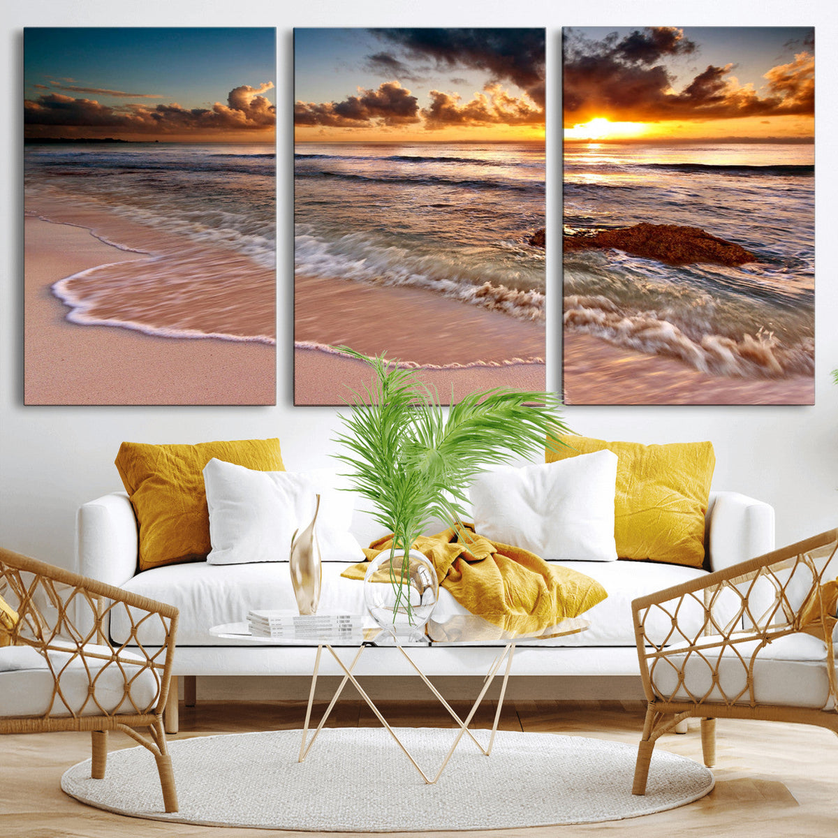 Sunset on Ocean Wall Art Canvas Print