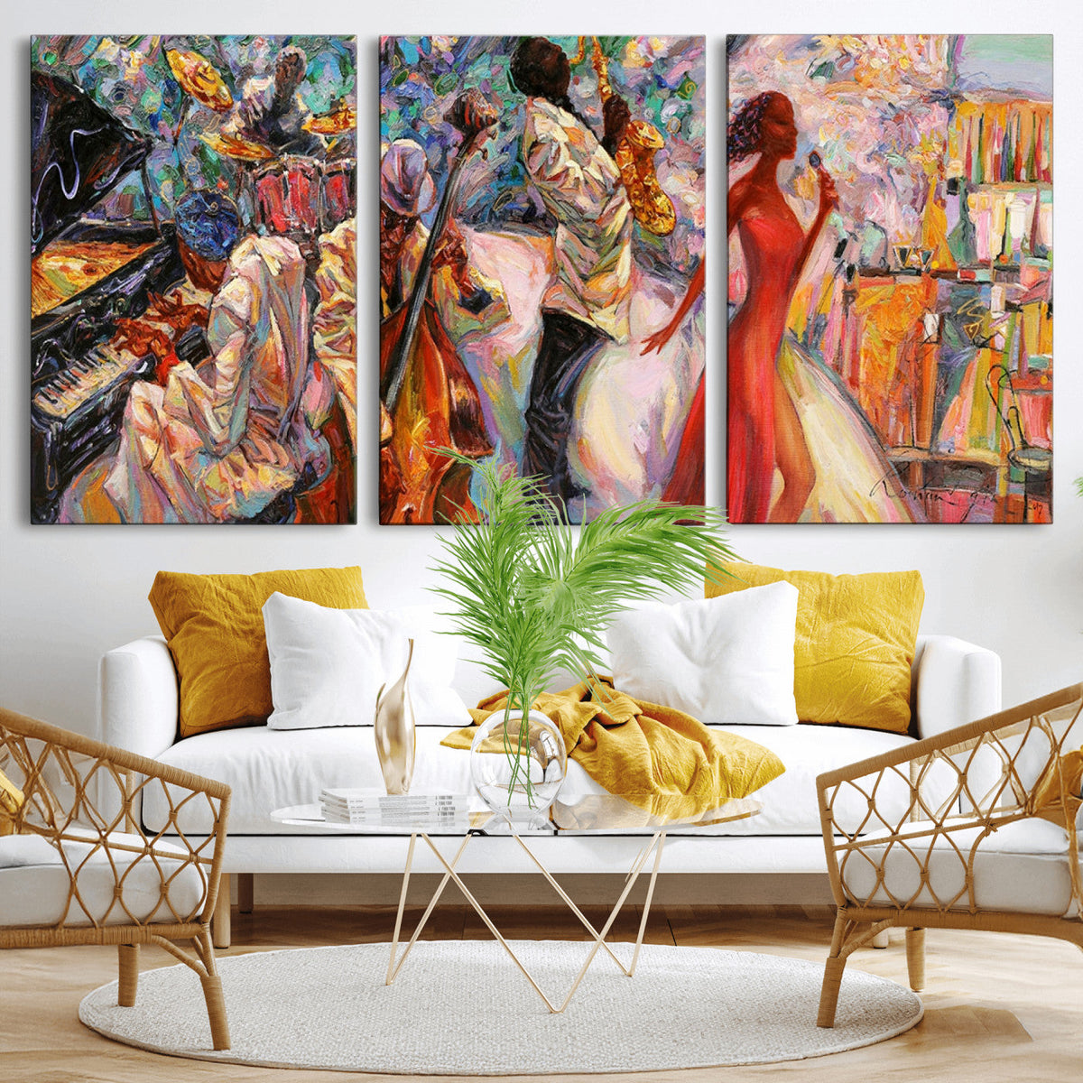 Abstract Afro American Jazz Canvas Wall Art | Music-Inspired
