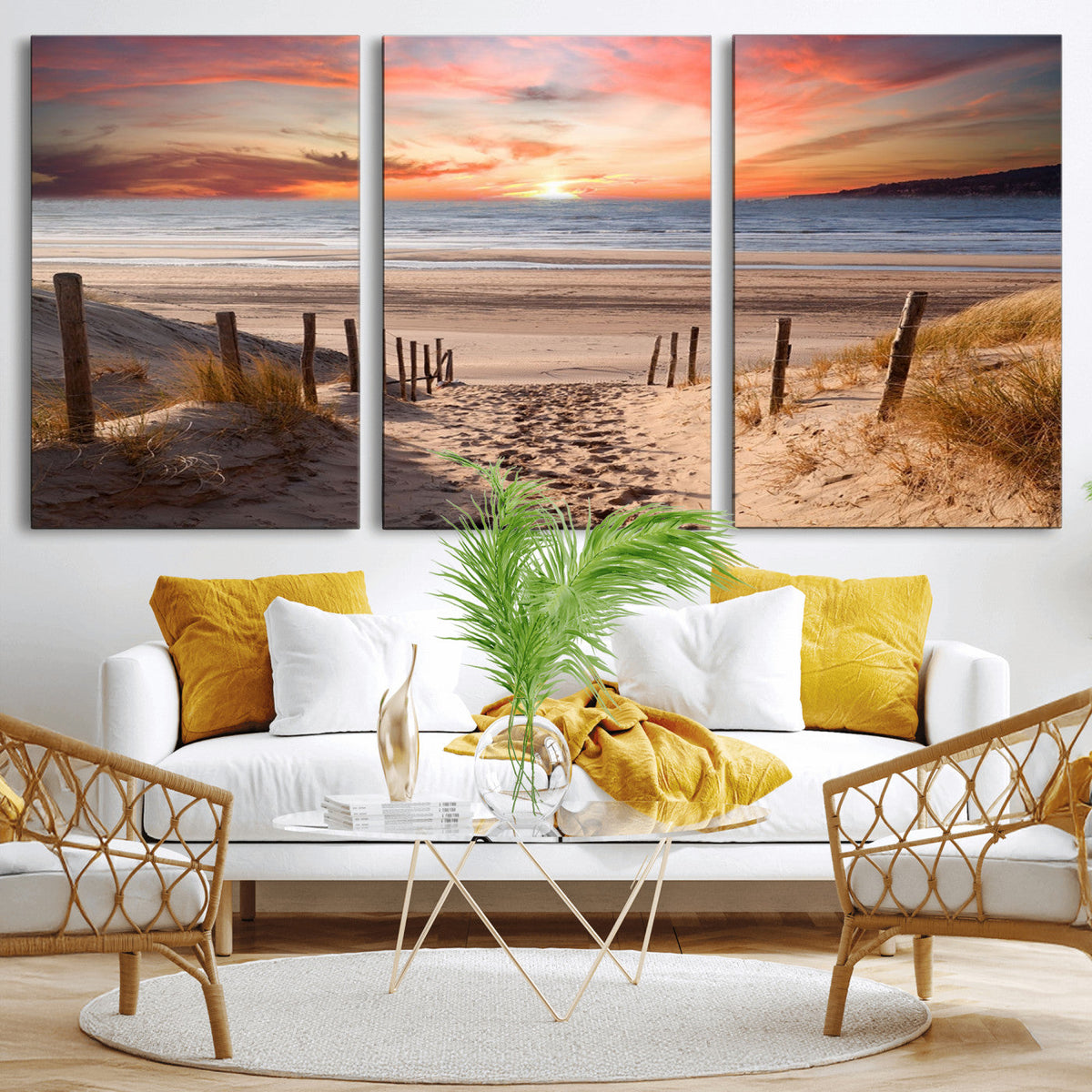 Sunset on the Sea Wall Art Canvas Print