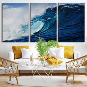 Ocean Wave at Sunset Canvas Art, Large Wall Print of Vibrant