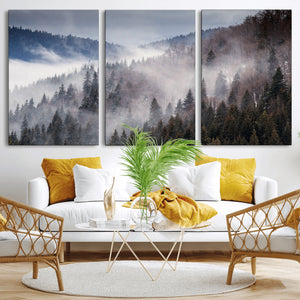 Beautiful Rising Fog in Winter Mountain Landscape- Framed
