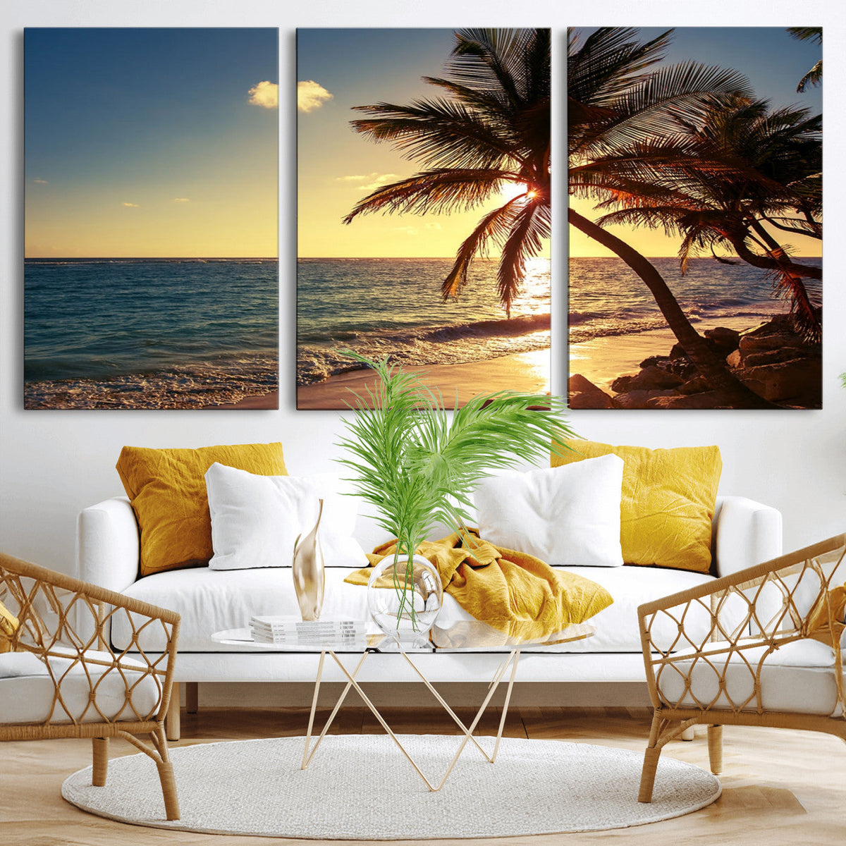 Sunset Palm Trees Wall Art Canvas Print