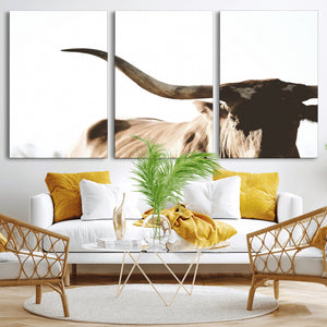 Texas Longhorn Wall Art Canvas Print | 3-Panel Large