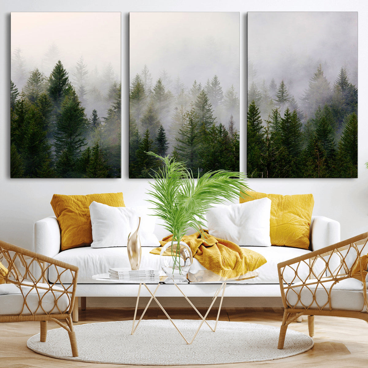 Forest Wall Art Canvas Print | Foggy Forest Wall Art | Pine