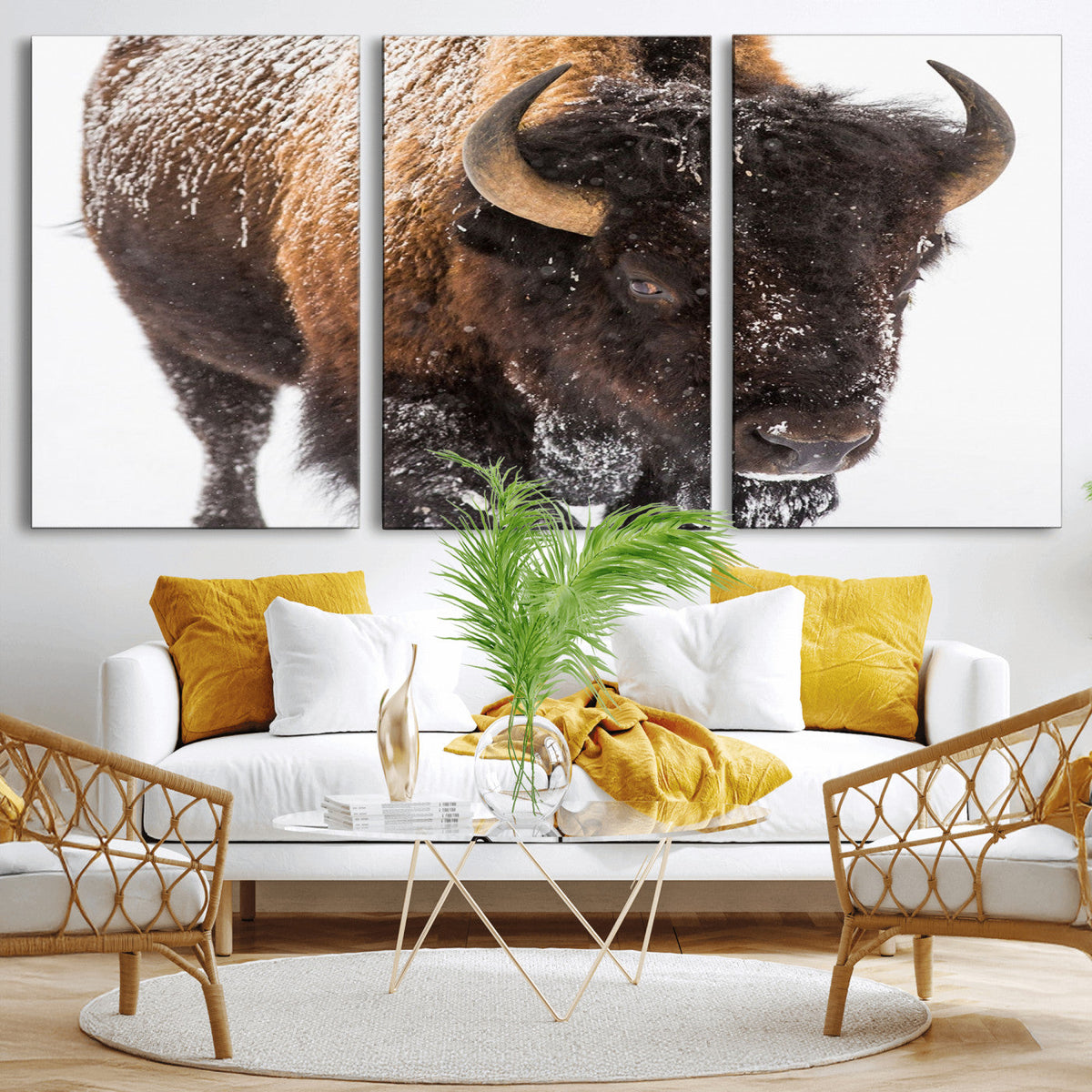 Bison Wall Art Canvas Print For Farmhouse, Wild Animal Wall
