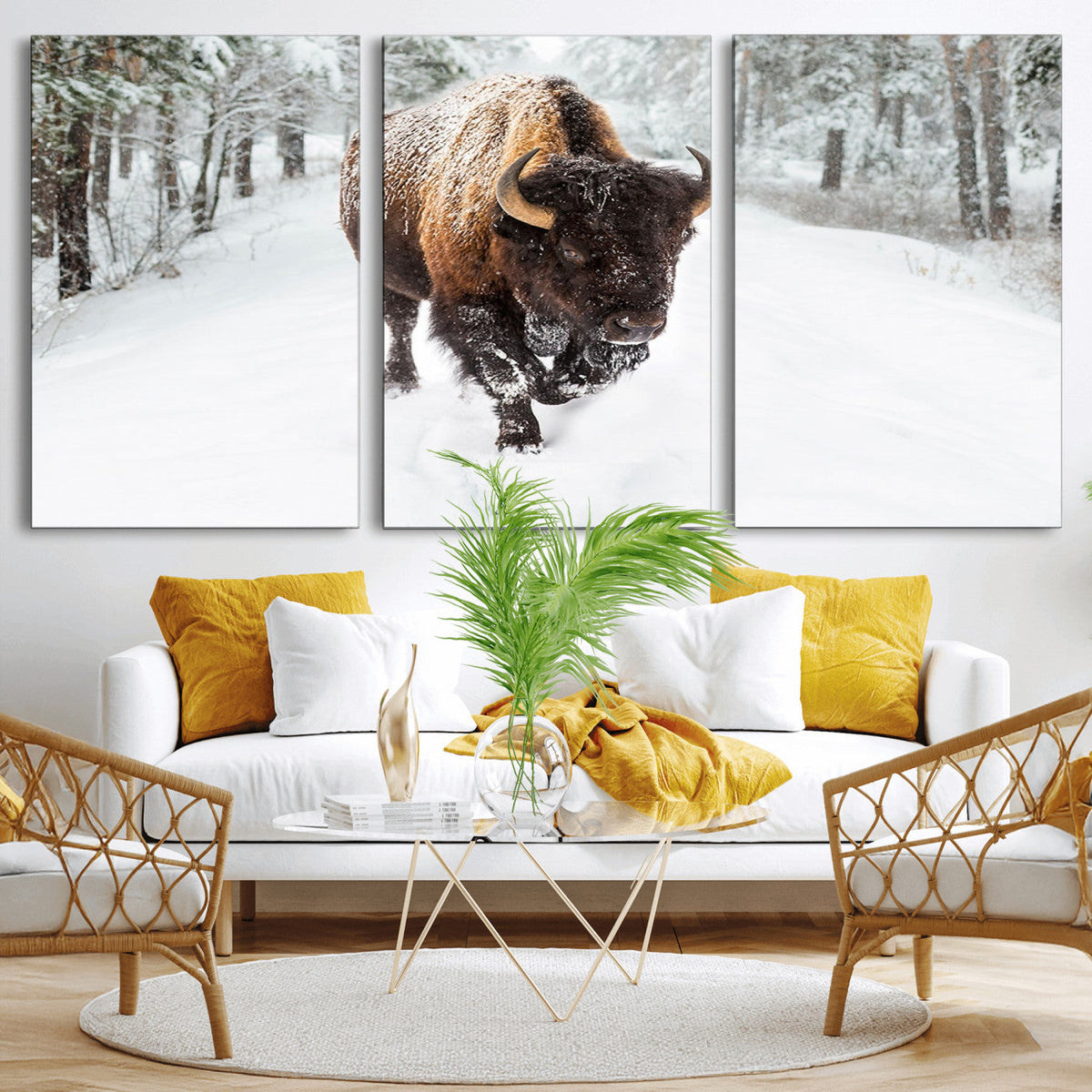 Bison Wall Art Canvas Print For Farmhouse, Animal Canvas