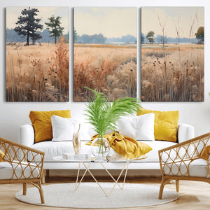 Golden Fields Canvas Wall Art Print – Serene Landscape of