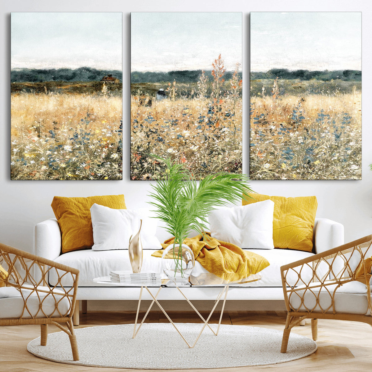 Wildflower Field Wall Art Canvas | Nature-Inspired Landscape