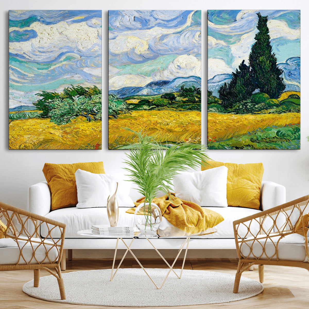 Wheatfield With Cypresses By Van Gogh Painting Wall Art