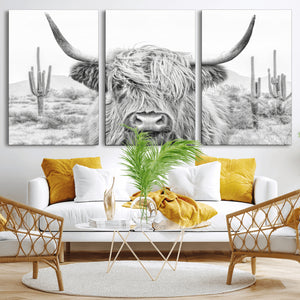 Rustic Charm | Cow Longhorn Black White Bighorn Wall Art