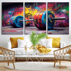 Abstract Graffiti Barbell Canvas Wall Art – Urban Fitness