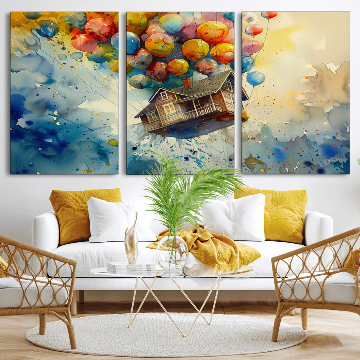 UP-Inspired Floating House with Balloons Canvas Art –