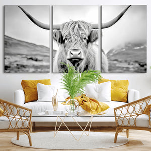Scottish Cow Wall Art Canvas Print
