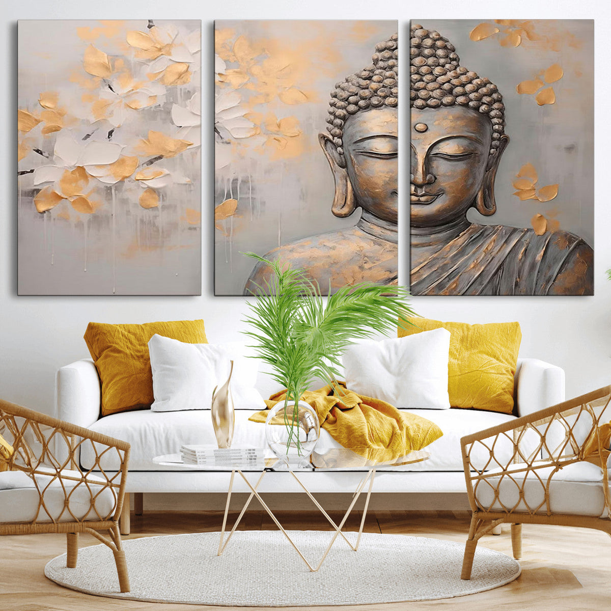 Abstract Buddha Statue Wall Art Canvas Print - Modern