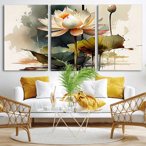 Lotus Flower Watercolor Canvas Print – A Symbol of Serenity