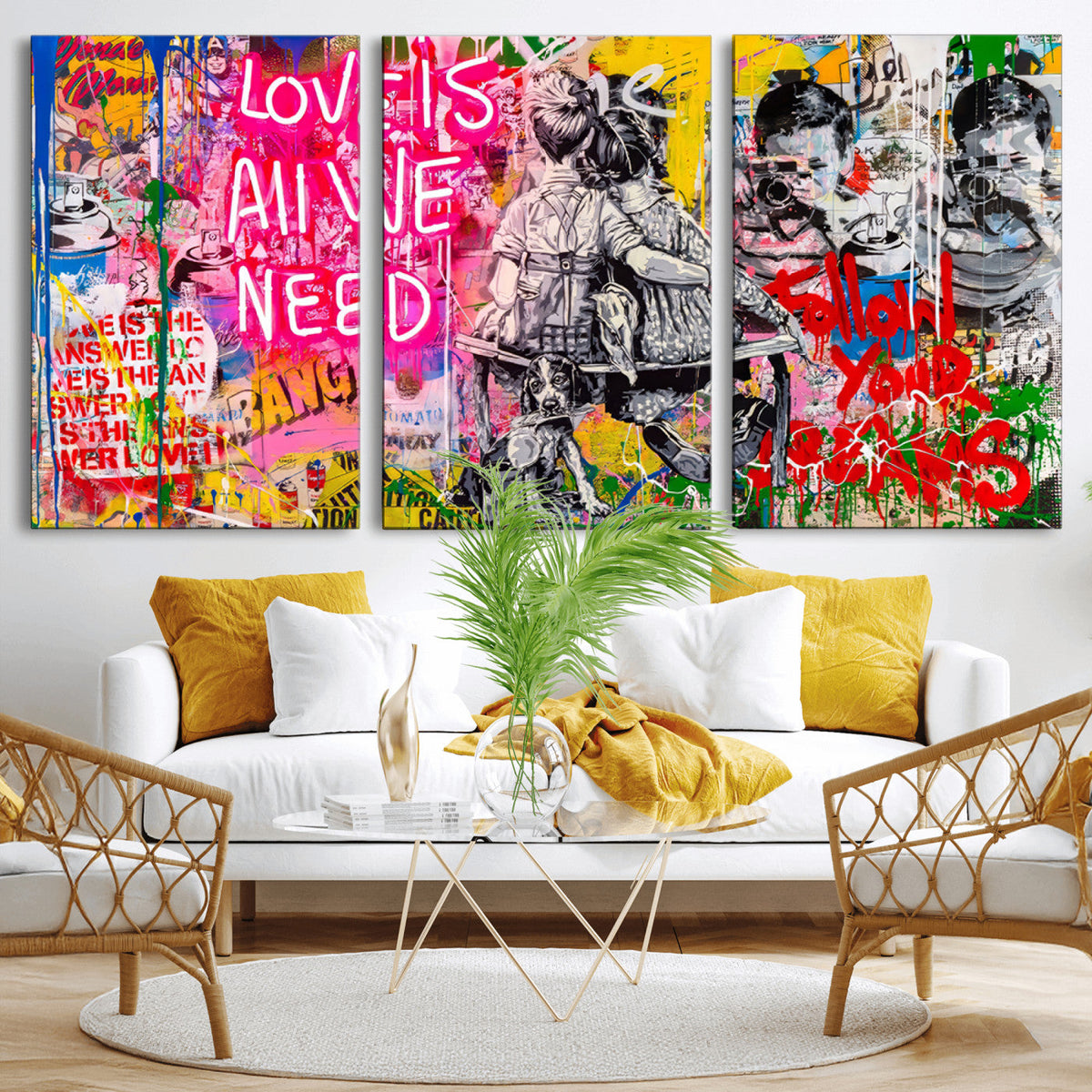 Follow Your Dreams & Love is All We Need Graffiti Street Art