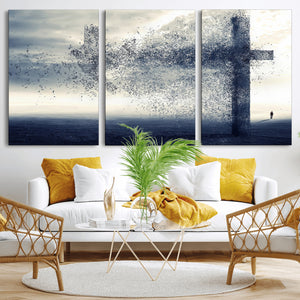 Jesus and the Fading Cross Wall Art Print – Symbol of Faith,