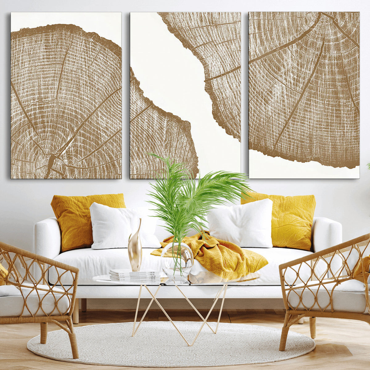 Rustic Brown Tree Ring Wall Art Canvas Print – Framed and