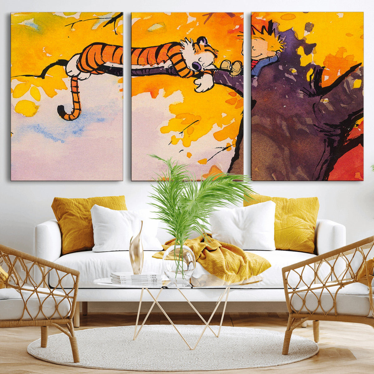 Calvin and Hobbes Tree Scene Canvas Print | 3 Panel Large