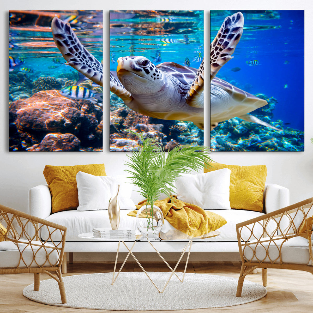 Underwater Sea Turtle Wall Art Canvas Print – Vibrant Ocean