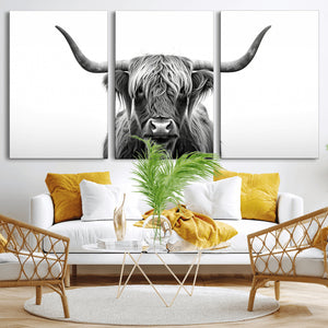 Highland Wall Art Canvas Print – Minimalist Black and White