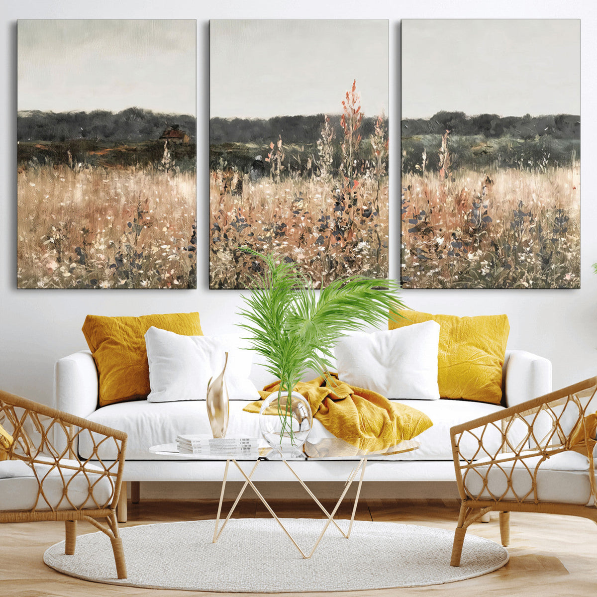Rustic Field Landscape Wall Art Print, Giclee Canvas Wall