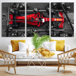 Ferrari Pit Stop Canvas Wall Art – Precision and Speed