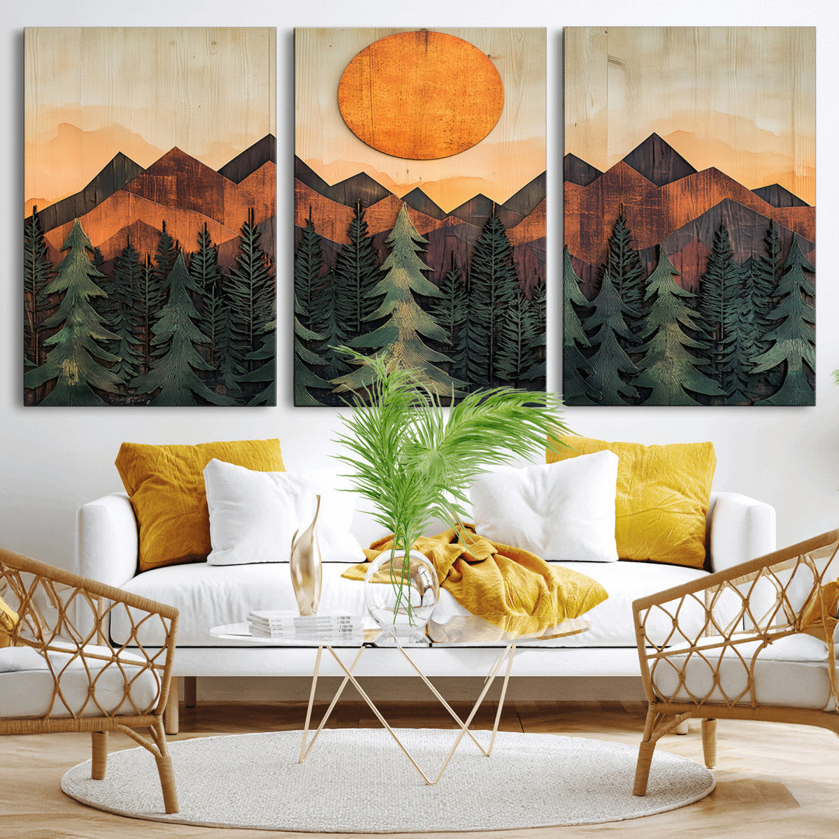 Sunset Mountain Landscape Canvas Wall Art Print - Nature