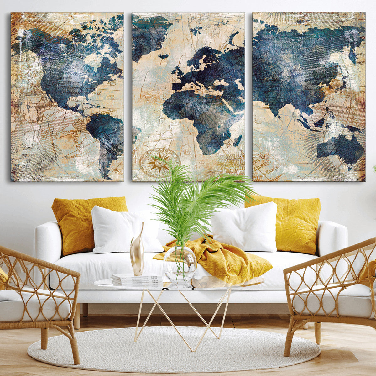 World Map Canvas Print – Framed Wall Art for Couples,