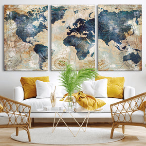World Map Canvas Print – Framed Wall Art for Couples,