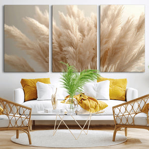 Pampas Grass Canvas Wall Art - Elegant Neutral Decor for