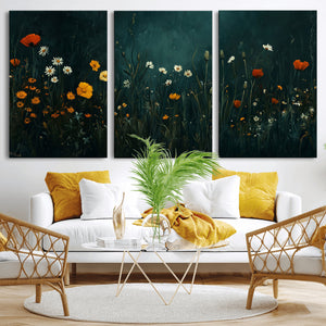 Framed Wildflower Field Wall Art, Framed Vintage Botanical