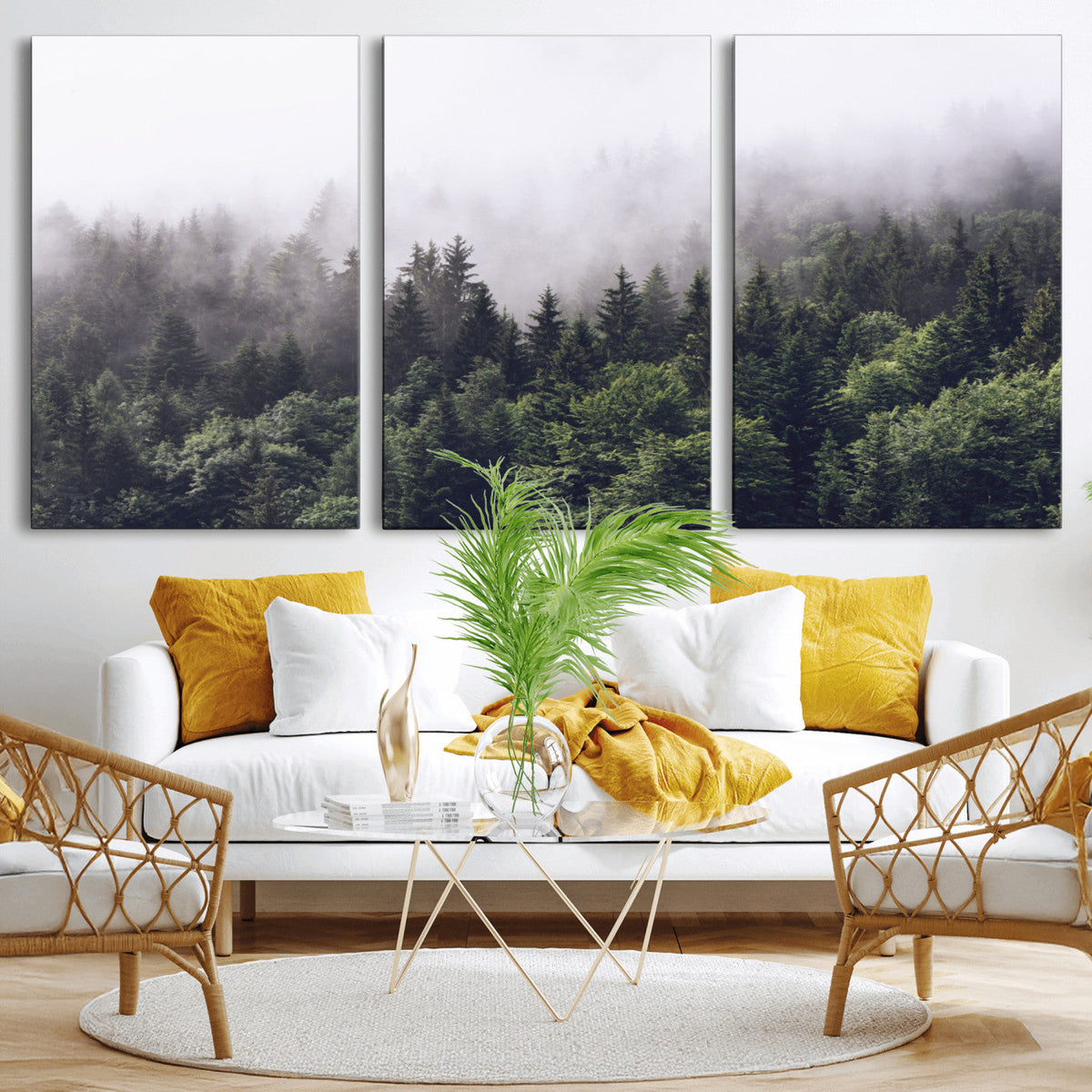 Misty Forest Wall Art | Foggy Forest Canvas Print | Large