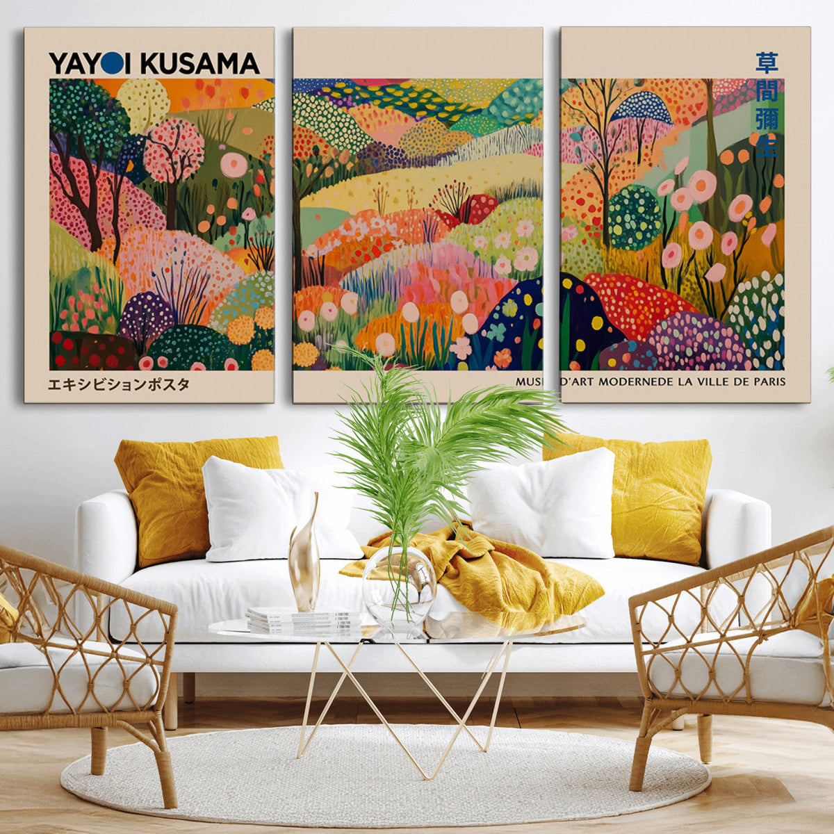 Yayoi Kusama Japanese Art Canvas Print, Abstract Art, Large