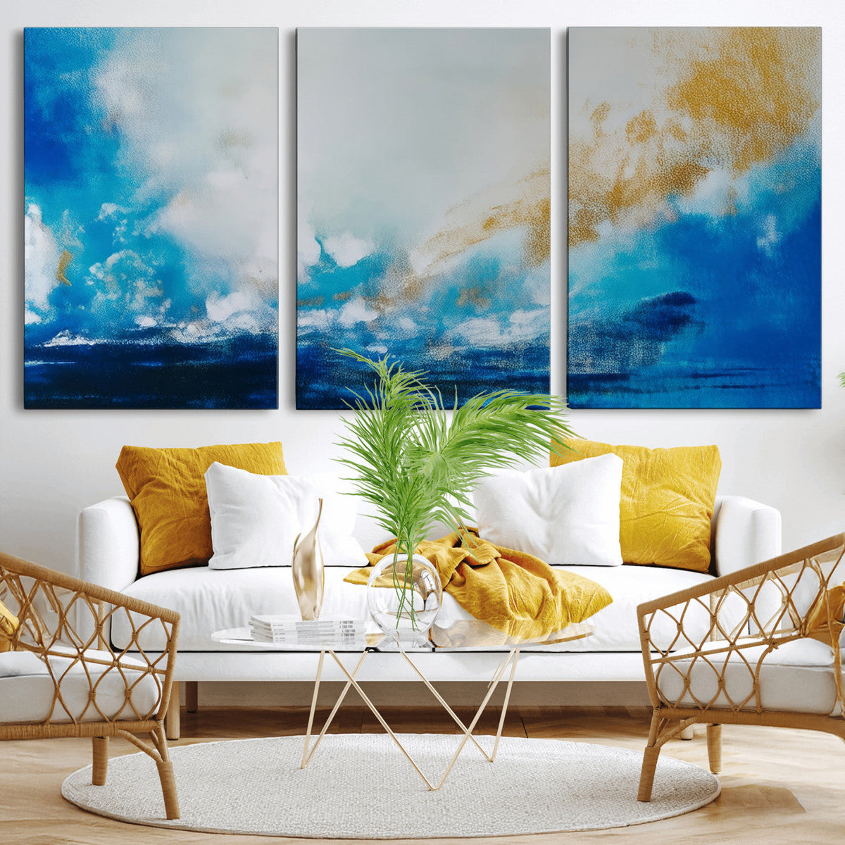 Blue Abstract Print - Dynamic Ocean-Inspired Canvas Wall Art