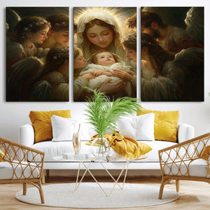 Mary Jesus Canvas Wall Art Print - Madonna and Child with