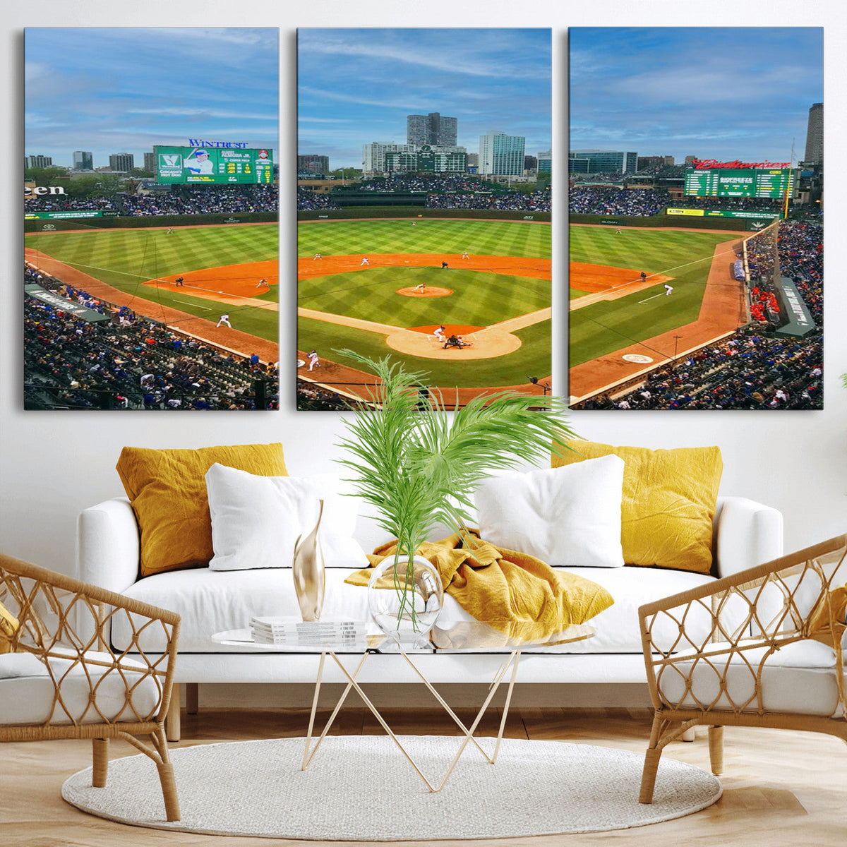Wrigley Field Chicago Cubs Panoramic Canvas Print –