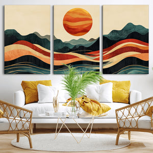 Mountain Triptych Wall Art Canvas Print – Western Nature