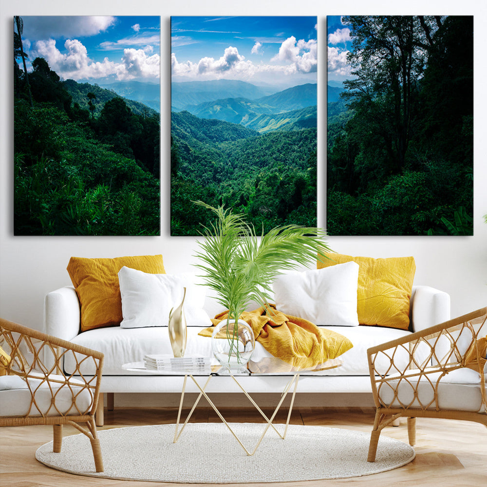 Tropical Jungle Wall Art Canvas Print – Framed Lush Valley
