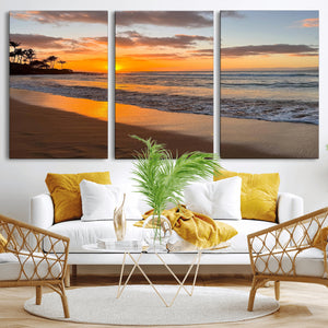 Tropical Beach Wall Art – Framed Sunset Ocean Canvas