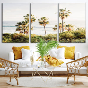 California Coast Palm Trees Wall Art Canvas Print – Framed
