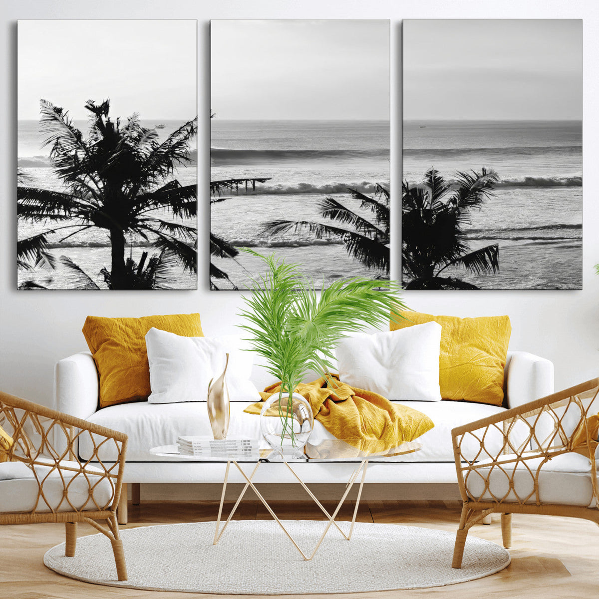 Tropical Coastline Wall Art Canvas Print – Framed Palm Trees