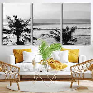 Tropical Coastline Wall Art Canvas Print – Framed Palm Trees