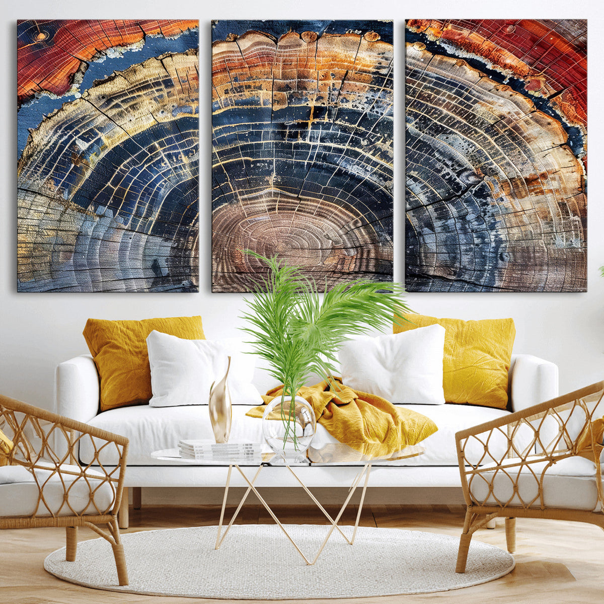 Tree Rings Wall Art Canvas Print – Framed Wood Art Picture