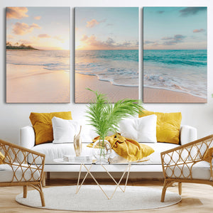Beach Sunset Wall Art Canvas Print – Framed Ocean Waves