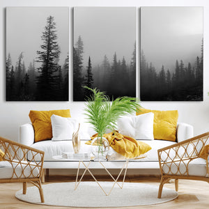 Misty Pines Wall Art Canvas Print – Framed Woodland