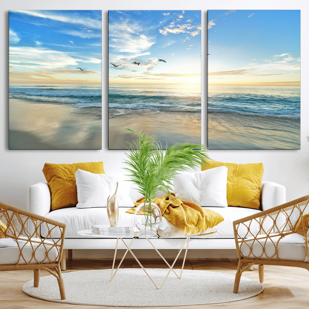 Minimalist Seaside Wall Art Canvas Print – Morning Glow